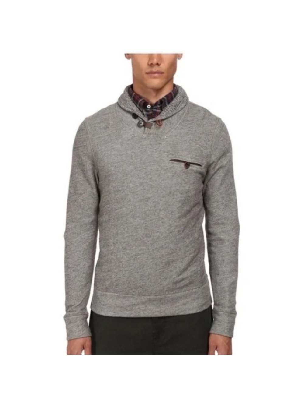 Billy Reid Heather Gray Shiloh Shaw Collar Pullover Sweater M Classic Casual